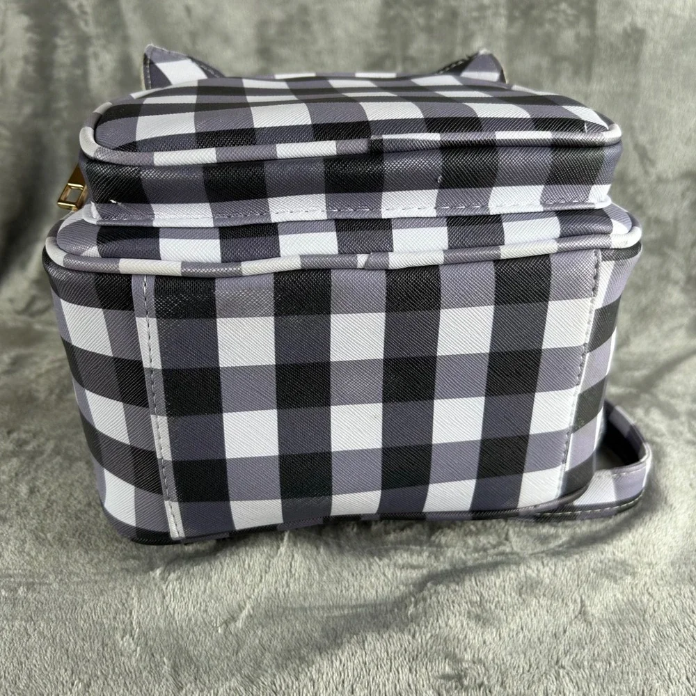 Under One Sky Gingham Mini Backpack Cat Ears Black White Check Faux Leather